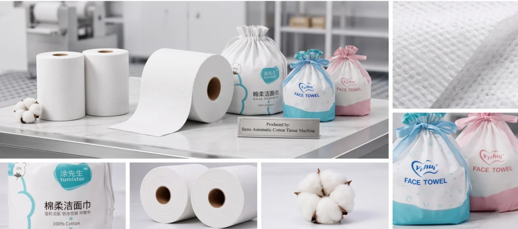 Semi Automatic Cotton Tissue Machine final product