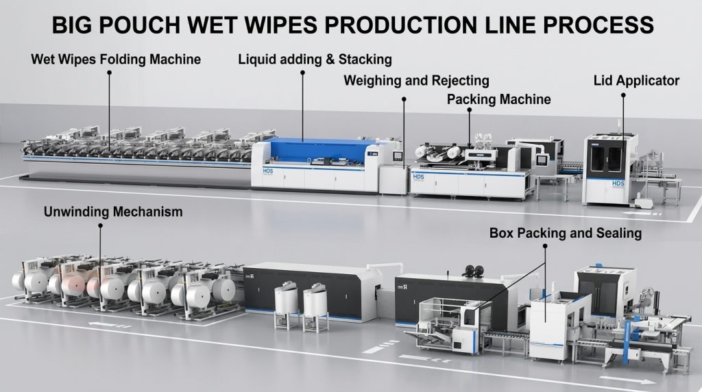 Big Pouch Wet Wipes Production Line Process